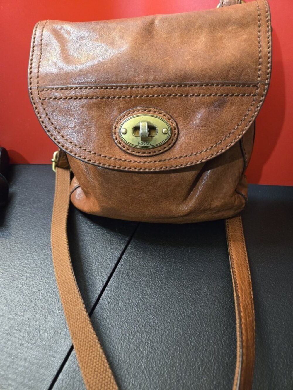 Fossil Long Live Vintage Handbag Soft Leather Crossbody Bag - Brown - Gold